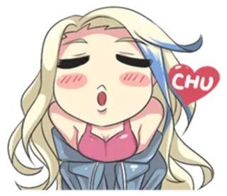 💋 6cfe782b CHU 漫画, 可愛い, キス, ハート, アニメ telegram sticker