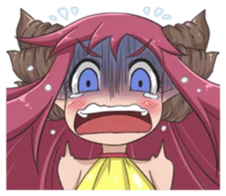 😱 71f228e4 アニメ, カートゥーン, 泣く, 怖い, 悪魔, モンスター娘, 表情, キャラクター telegram sticker