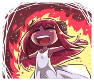 😈 7e5de0db 漫画, アニメ, 悪魔, 火, 可愛い, 角, 赤毛 telegram sticker