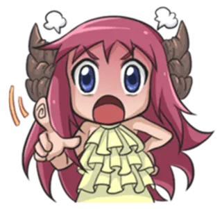 😠 ef85e65e アニメ, カートゥーン, ちび, 角, 怒り, イライラ, フラストレーション, デジタルアート telegram sticker