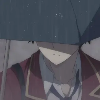 🎲 13c8ca0f anime, rain, umbrella, red jacket whatsapp sticker