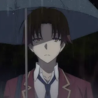 🎲 5191ac81 anime, rain, umbrella, serious, boy whatsapp sticker