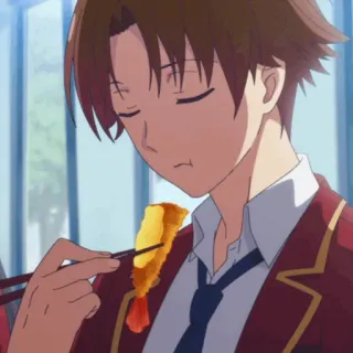 🎲 d507168c anime, eating, classroom of the elite, food, chopsticks whatsapp sticker