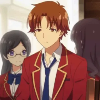 ✨ 0e6cf5bc อนิเมะ, ชุดนักเรียน, ห้องเรียน, จริงจัง, เด็กผู้ชาย telegram sticker