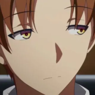 ✨ a765ac82 อนิเมะ, ผมสีน้ำตาล, ตาสีแดง, เคร่งขรึม, ไร้อารมณ์ telegram sticker