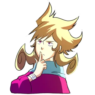 🤔 dc376642 naklejka, postać, kreskówka, blondynka, fioletowy, myślący, psst telegram sticker