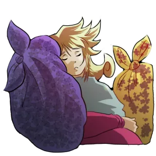 😴 fd7f0107 smutek, spanie, odpoczynek, wyczerpanie, komfort, kreskówka, śnienie, przytulanie telegram sticker
