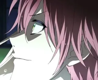 😈 4e830a16 anime, retrato, pelo rosa, ojos verdes, expresión whatsapp sticker