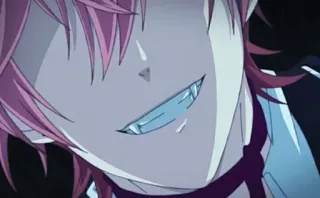 😁 56b5a036 Anime, Vampiro, Sonrisa, Colmillos, Pelo rosa whatsapp sticker