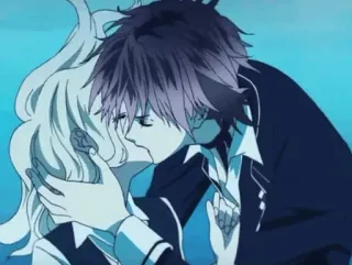 ❤️ 6452c3c7 anime, beso, pareja, romance whatsapp sticker