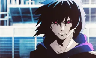 😡 78e5d9fd anime, zangado, cabelo escuro, olhos vermelhos, masculino whatsapp sticker