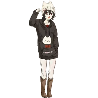 😍 c128fe07 Anime, Gato, Personagem, Kawaii, Fofo, Moletom com capuz, Inverno whatsapp sticker