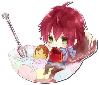 🍥 3de2bfcf Diabolik Lovers DIABOLIK LOVERS anime, manga, chibi, cute, dessert, kawaii whatsapp sticker