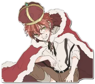 🍥 7e2a8faa anime, king, crown, character, redhead, cloak whatsapp sticker