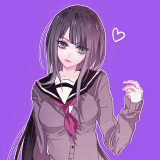 ✨ 71230a11 anime girl, đồng phục học sinh, kawaii, màu tím, hoạt hình, hình minh họa telegram sticker