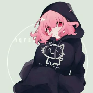 💕 d7035772 Anime, Cô gái, Áo hoodie, Kawaii, Tóc hồng, Phim hoạt hình telegram sticker
