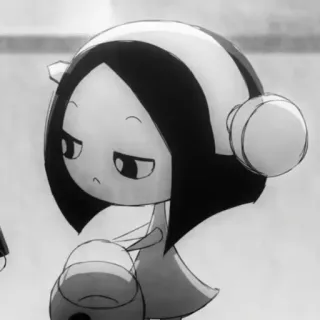 🖤 7fd2a0c1 cartoon, girl, anime, character, black and white telegram sticker