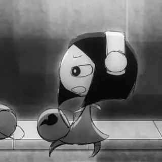 🖤 cd1dac6e cartoon, anime, character, headphones, monochrome telegram sticker