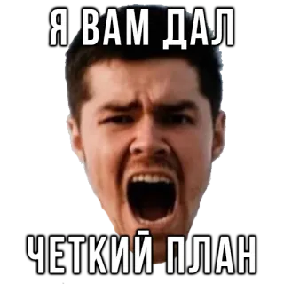 🤬 19f9772f Я ВАМ ДАЛ ЧЕТКИЙ ПЛАН 밈, 화난, 비명, 사람, 남자, 표정, 불평, 러시아 telegram sticker