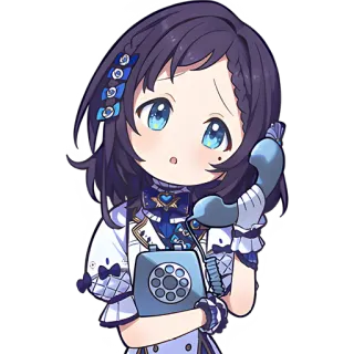 📞 173fb669 gadis anime, chibi, kartun, telepon, biru, imut telegram sticker