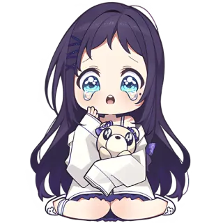 🥹 8f2c3e0c anime, gadis, menangis, sedih, chibi, boneka beruang, kawaii, imut telegram sticker
