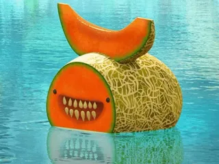 🍓 05df8b50 meloen, fruit, water, tanden, cantaloupe telegram sticker