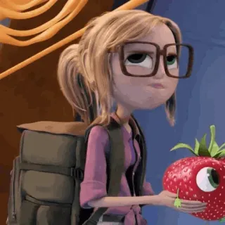 🍓 0c94fee0 Sam Sparks Cloudy with a Chance of Meatballs cartoon, meisje, aardbei, geanimeerd telegram sticker