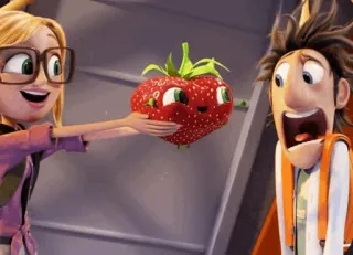 🍓 55f3e3ef animatie, aardbei, eten, personage, verrassing telegram sticker
