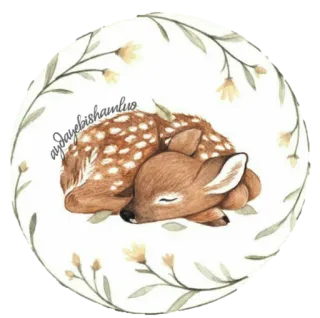 🦌 4e2195f1 aydayebishamluo rusa, anak rusa, hewan, imut, tidur, alam, bunga telegram sticker