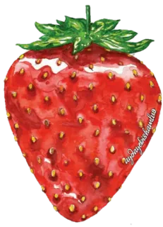 🍓 54cfde22 aydafebrshanluo stroberi, buah, makanan, cat air, merah, manis, ilustrasi telegram sticker
