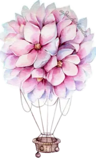 🎐 91e60e9a bunga, berbunga, buket, balon udara, cat air, merah muda, tanaman telegram sticker