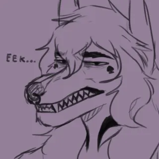 😒 925d28fd EEK... ケモノ, 擬人化, 狼, Eek, 表情, 心配 telegram sticker