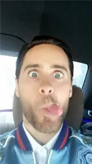 😛 5c80f1f8 Jared Leto Jared Leto, นักแสดง, คนดัง, เซลฟี่, ตลก, ต๊อง, ผู้ชาย telegram sticker