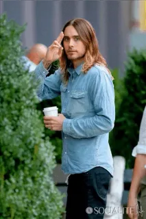 ✋ 90fd159a Jared Leto จาเร็ด เลโท, นักแสดง, คนดัง, กาแฟ, ผู้ชาย, ลำลอง telegram sticker
