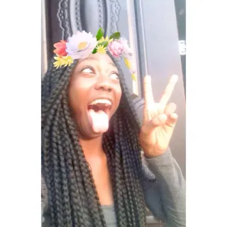 😝 3bc5b65e 女性, 舌, 花かんむり, ピースサイン, 三つ編み, おもしろ, 目 telegram sticker