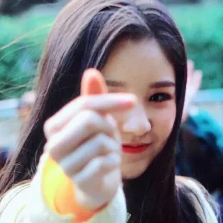 ❤️ 54b3996f korean, woman, girl, finger heart, idol telegram sticker