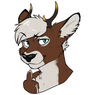 🖕 07741400 Furry, Jeleń, Środkowy palec, Obraźliwe telegram sticker
