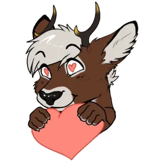 😍 8bc54832 Furry, Jeleń, Serce, Miłość, Kreskówka, Zwierzę, Słodki telegram sticker