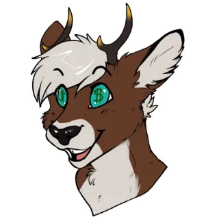 💲 e051d287 Jeleń, Antropomorficzny, Zwierzę, Futrzak, Znaki dolara, Oczy, Kreskówka, Ilustracja telegram sticker