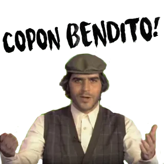 🍸 004fd6c1 COPON BENDITO! 西班牙语, 短语, 感叹词, 男人, 帽子, 肖像 whatsapp sticker