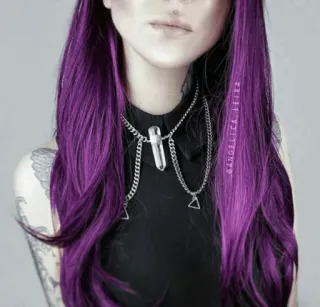 🔮 4291bf8d ANGELICA PETTER ネックレス, ファッション, モデル, ゴス, 紫髪, ジュエリー, クリスタル telegram sticker