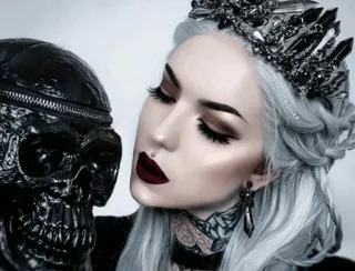 🔮 a7ccf527 ゴシック, 骸骨, 女性, 王冠, メイク, ダーク telegram sticker