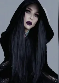 🗝 44bf50d8 gothic, vrouw, donker, make-up, capuchon, portret telegram sticker