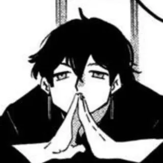 🛹 17299a37 Аниме, Манга, Персонаж, Портрет, Размышление, Черно-белое telegram sticker