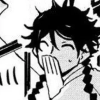 🛹 6836afaa Аниме, Манга, Счастливый, Персонаж, Улыбка, Черно-белый telegram sticker