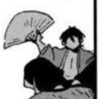 🛹 6bca1230 мужчина, фанат, национальная одежда, сидящий, монохромный telegram sticker