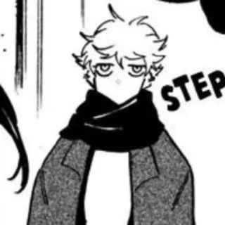 🛹 a1a4c0b8 STEP Аниме, Манга, Иллюстрация, Шарф, Пальто, Монохром telegram sticker