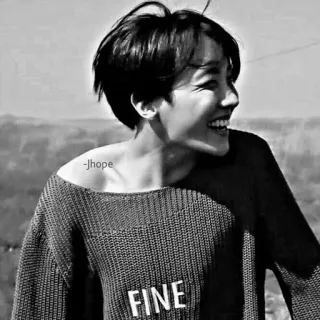 💎 e476ccfc FINE j-hope, k팝, 아이돌, 미소, 사람, 흑백, 인물 사진 telegram sticker