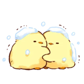 💛 077cd00e kurczaki, ptaki, śnieg, zima, słodkie, zwierzęta, kawaii whatsapp sticker