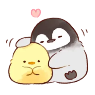 💛 d7354e8a pingwin, słodki, kurczak, zwierzę, kreskówka, kawaii, przyjaźń whatsapp sticker